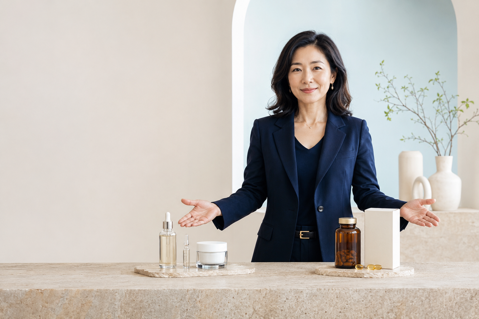 Product curator presenting functional beauty and health products